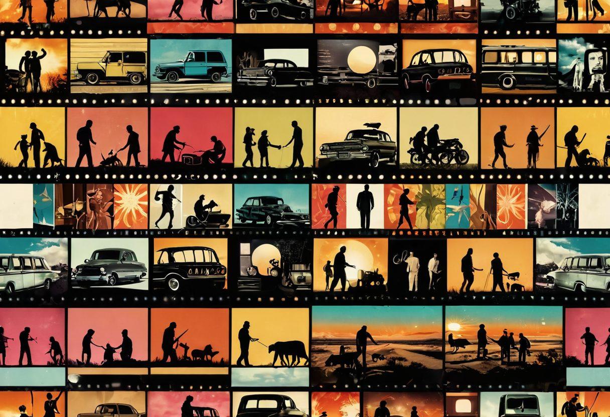 A dynamic collage depicting the evolution of adult films, featuring vintage film reels transforming into modern digital screens. Incorporate iconic scenes from different eras, highlighting the changing societal norms around explicit content. Use a blending of warm and cool tones to symbolize the contrast between the past and present. Include abstract elements like film strips and pixelated graphics for a modern twist. vibrant colors. super-realistic.